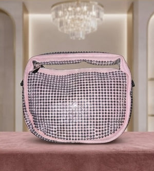IMPORTED Girls Glamorous Pink Rhinestone Cross body Bag with Chain Strap
