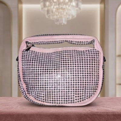 IMPORTED Girls Glamorous Pink Rhinestone Cross body Bag with Chain Strap