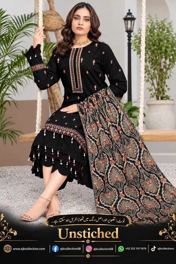 UNSTITCHED - Winter - Dhanak Fabric with Heavy Embroidery shawl