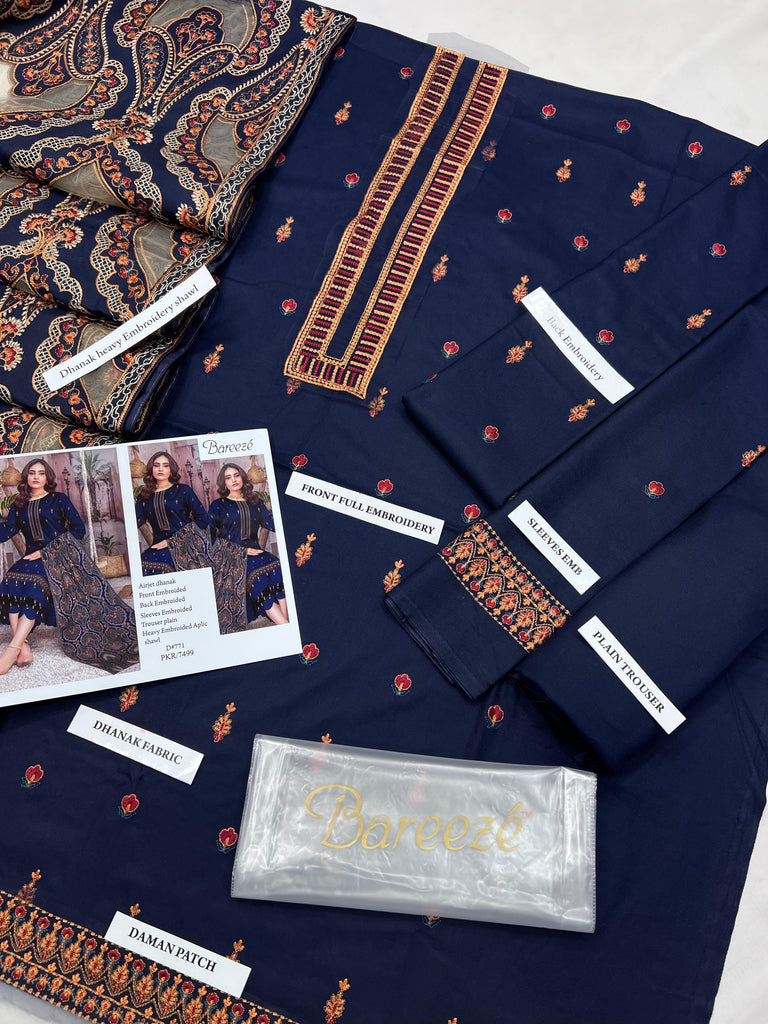 UNSTITCHED - Winter - Dhanak Fabric with Heavy Embroidery shawl