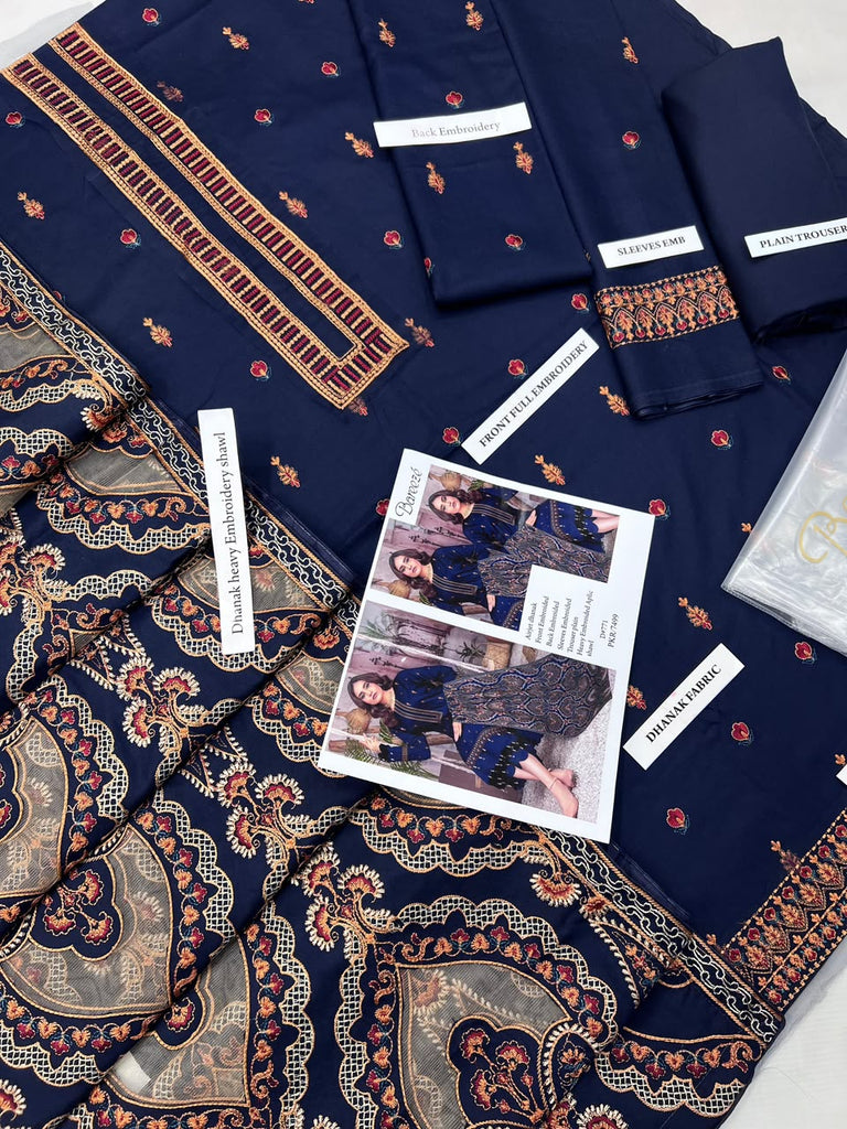 UNSTITCHED - Winter - Dhanak Fabric with Heavy Embroidery shawl