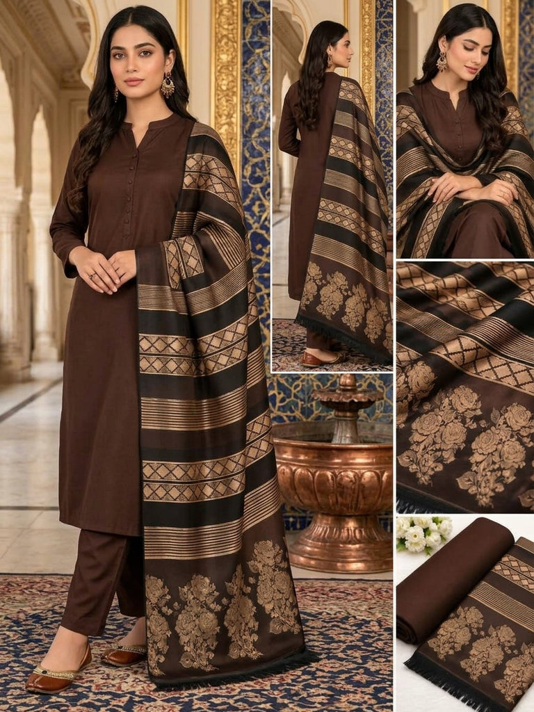 UNSTITCHED - Winter - Dhanak Marina with Jacquard Shalwar