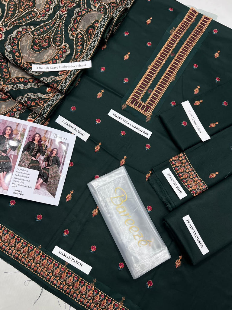 UNSTITCHED - Winter - Dhanak Fabric with Heavy Embroidery shawl