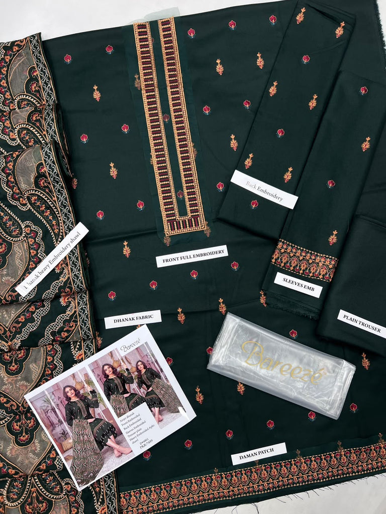 UNSTITCHED - Winter - Dhanak Fabric with Heavy Embroidery shawl