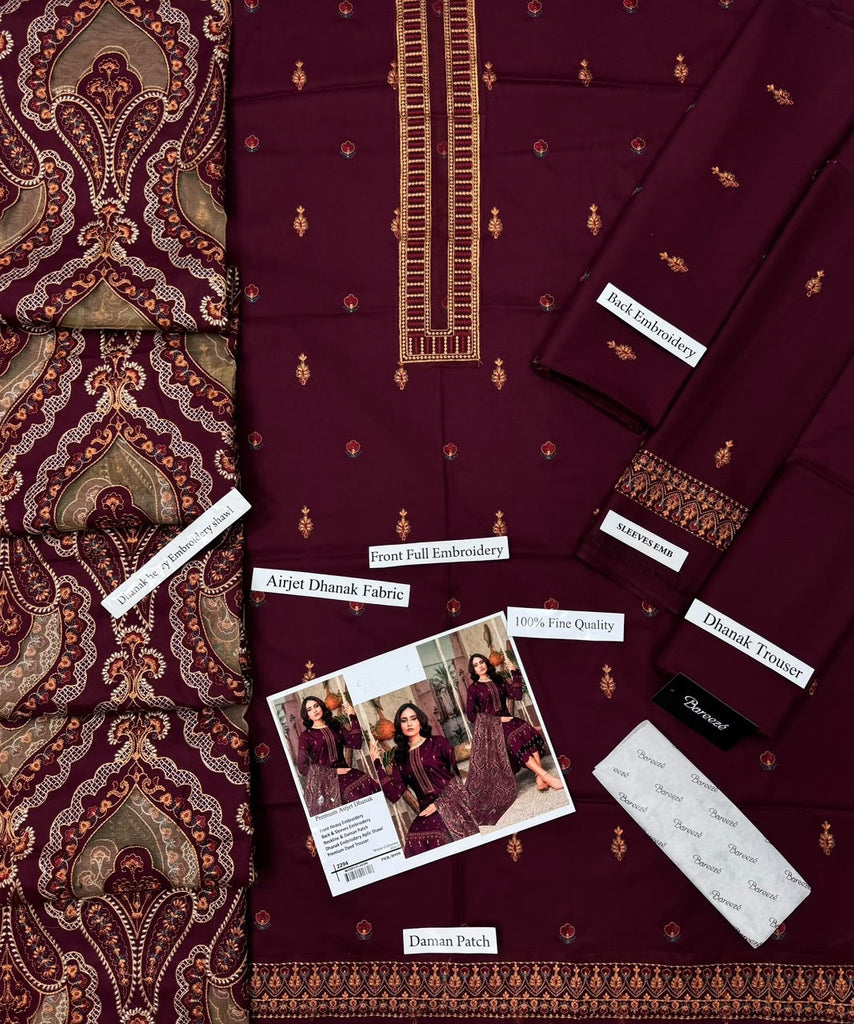 UNSTITCHED - Winter - Dhanak Fabric with Heavy Embroidery shawl (Copy)
