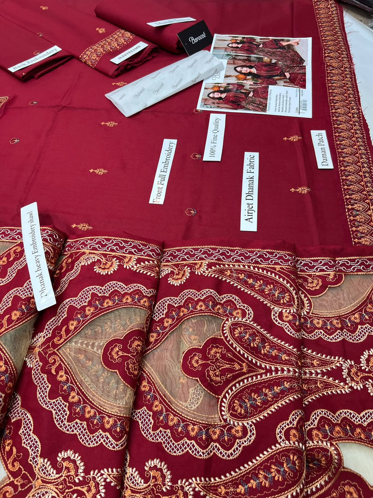 UNSTITCHED - Winter - Dhanak Fabric with Heavy Embroidery shawl
