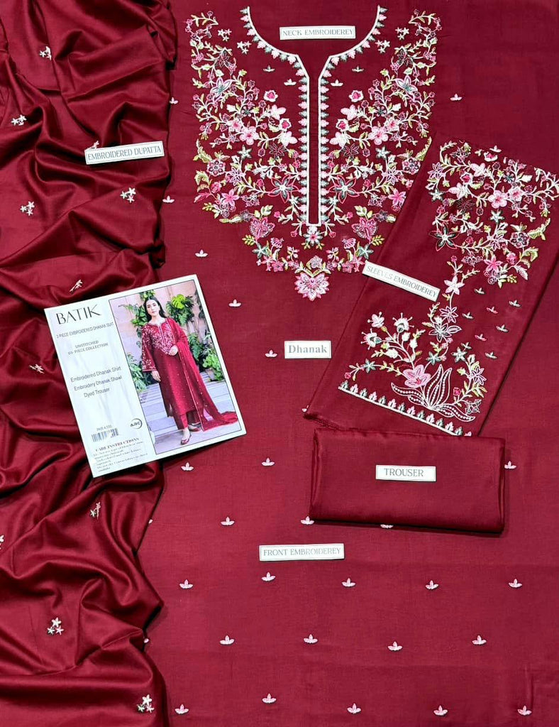 UNSTITCHED - Winter - DHANAK EMBROIDERED 3PC
