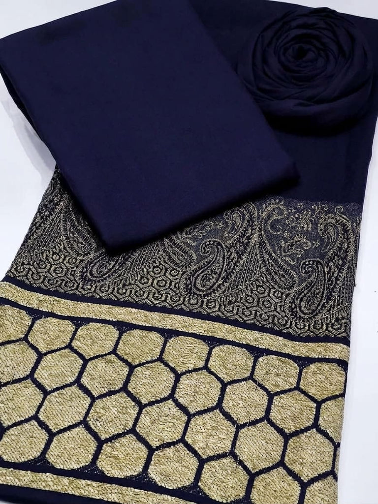 Indian Banarsi Jaquard Acrylic Pashmina Velvet Touch Border shawl