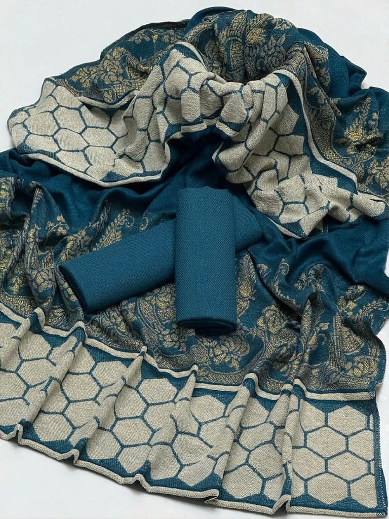 Indian Banarsi Jaquard Acrylic Pashmina Velvet Touch Border shawl