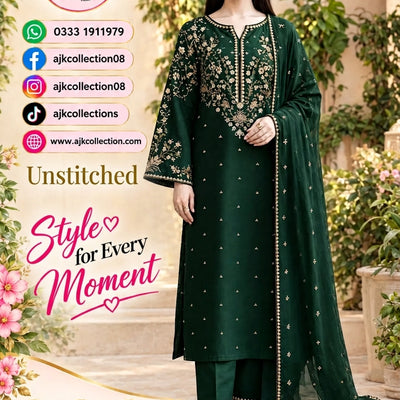 UNSTITCHED - Winter - DHANAK EMBROIDERED 3PC